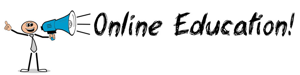 Online Education! / Mann mit Megafon