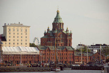 Uspensky Kathedrale und Yachthafen von Helsinki, Finnland