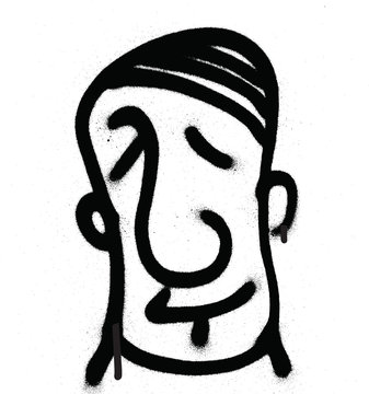 Fototapeta graffiti character sprayed in black on white