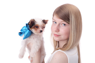 Girl and puppy