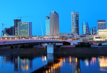 Naklejka premium Skyscrapers on the right bank of the Neris River in Vilnius