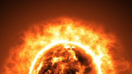 Sun surface with solar flares. Abstract scientific background
