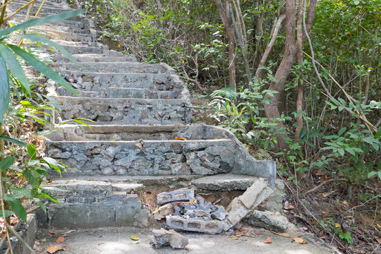 Destroyed staircase on the island of Ko Lan