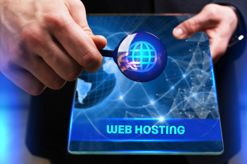Business, Technology, Internet and network concept. Young businessman working on a virtual screen...