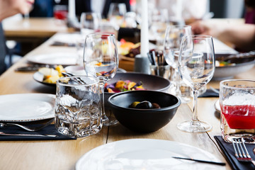 Served table in the restaurant