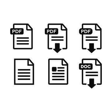 PDF file, web icon. design vector set