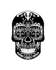 Vintage gothic black and white scull