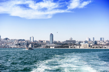 Beautiful day on Istanbul bosphorus with ships