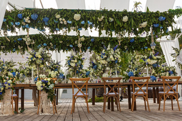 Wedding table decorated with flowers