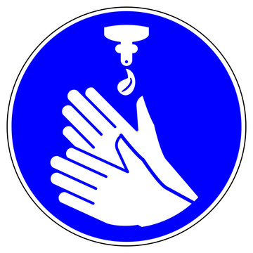 shas511 SignHealthAndSafety shas - German / Gebotszeichen: Hände desinfizieren - Hautpflege - english / mandatory action sign: now disinfect your hands please - use hand sanitizer xxl g5123