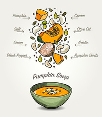 Vector Pumpkin Soup Ingredients