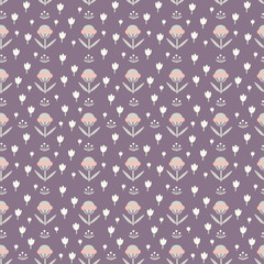 Seamless floral pattern with hand drawn elements