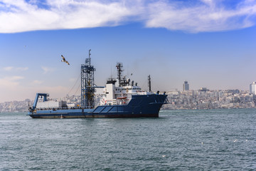 Beautiful day on Istanbul bosphorus with ships