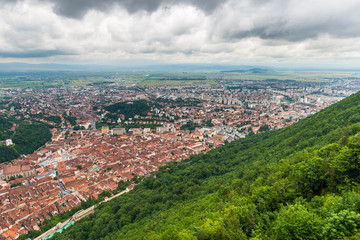 View of Old Town Brasov from Mount Tampa, Transylvania, Romania