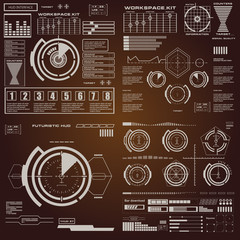 Obraz premium Futuristic black and white HUD, virtual touch user interface in flat design