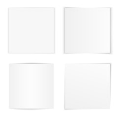 Vector set of curved square photo frames with various soft shadows. Photo frame templates on white background isolated.