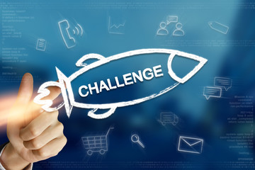 business hand clicking challenge rocket