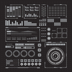 Fototapeta premium Futuristic black and white HUD, virtual touch user interface in flat design