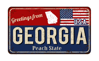 Greetings from Georgia vintage rusty metal sign