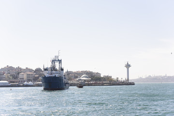 Beautiful day on Istanbul bosphorus with ships