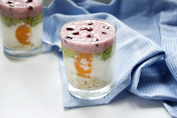 fresh fruit and oatmeal. Breakfast. The charge of energy for the day