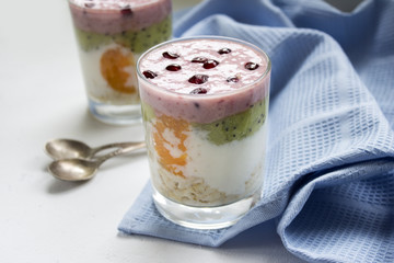 fresh fruit and oatmeal. Breakfast. The charge of energy for the day