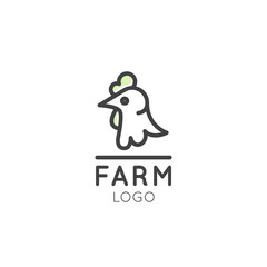 Vector Icon Style Illustration Logo of Farm Symbol, Country Concept, Chicken Emblem, Domestic Han, Pet or Animal, Isolated Minimalistic Object