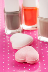 Vanilla and strawberry bath bombs