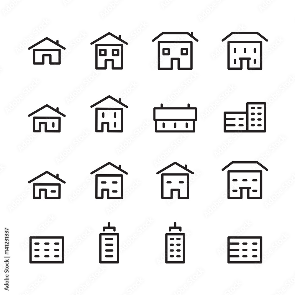 Wall mural house line icon