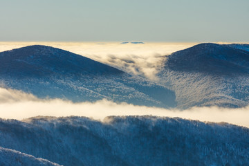 Inversion in the Bieszczady mountains, Poland, Europe © dziewul