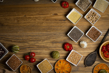 Various colorful dried legumes for background