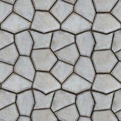 Seamless texture of stones. Garden path handmade.