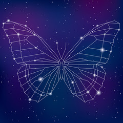 Abstract geometric polygonal cosmic butterfly vecto illustration - 141233171