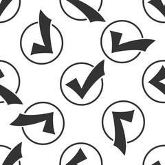 Check list button icon. Check mark in round sign icon seamless pattern on white background. Vector Illustration