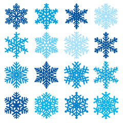 Fototapeta na wymiar Various snowflake shapes decorative winter set vector illustration