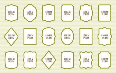 Set of product label templates. Different shapes. Cosmetic or food packaging