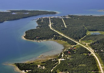 Fototapeta premium aerial view of South Baymouth on Manitoulin island, Ontario Canada