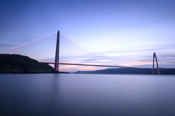 Yavuz Sultan Selim Bosphorus Bridge in Istanbul at sunset time