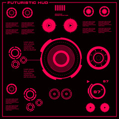 Futuristic red virtual graphic touch user interface