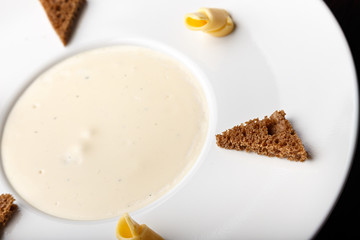 Mushroom cream soup, top view