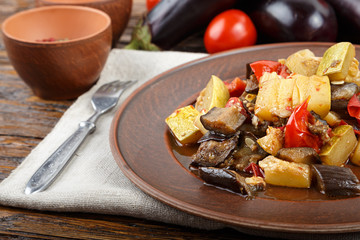 stewed eggplant on the plate