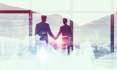 Fototapeta premium Merging with big business . Mixed media