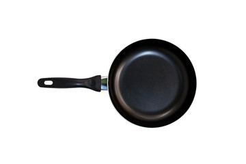 Black pan isolated on white background.