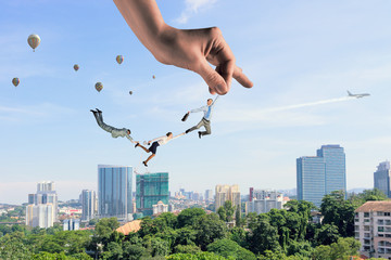 Hand of power and control . Mixed media