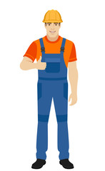 Builder shows thumb up