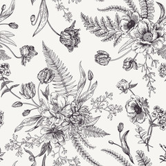 Seamless floral pattern  with spring flowers.
