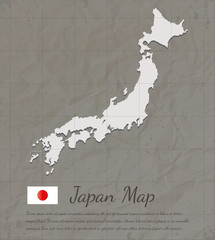 Vintage Japan map. Paper card map silhouette. Vector