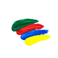 green,red,blue,yellow brush strokes oil paint isolated on white background.
