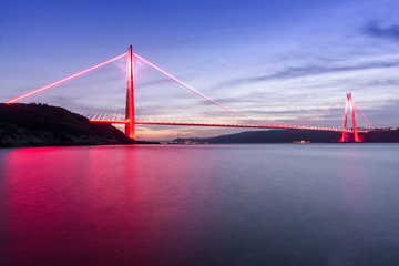 Fototapeta na wymiar New bridge of Istanbul, Yavuz Sultan Selim Bridge with long exposure.
