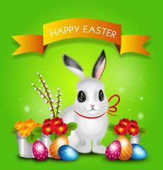 Easter greeting card with easter rabbit